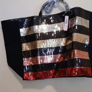 Victoria's Secret Sequin Tote Bag - Black and Gold